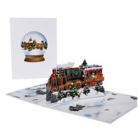 Handmade 3D pop up Christmas card Merry Xmas train Santa Claus snowman gift blank
